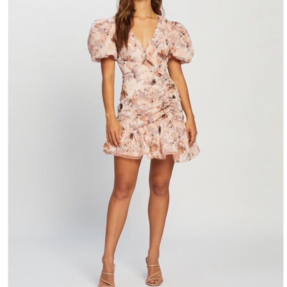 Nwt Missguided Floral Puff Sleeve Frill 